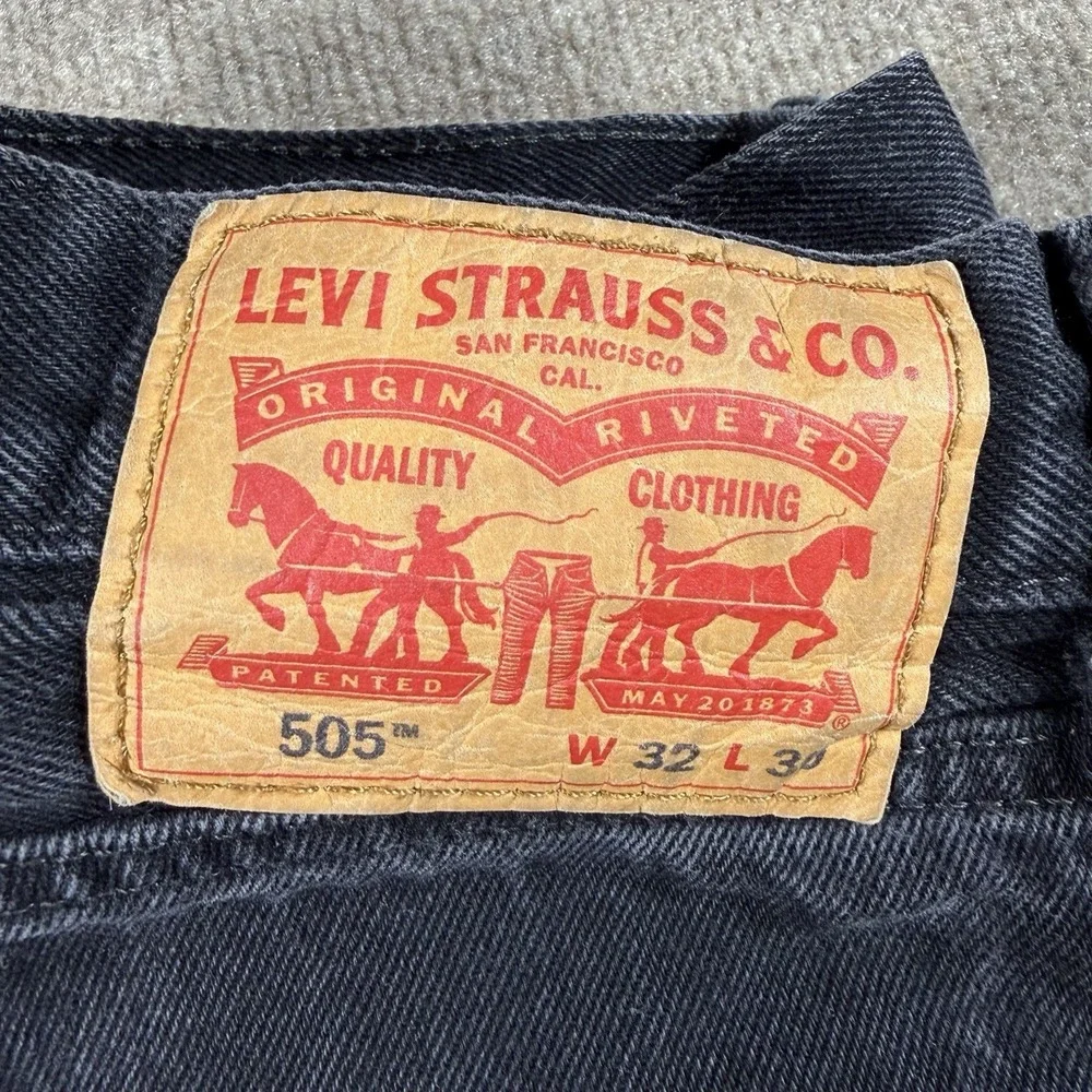 Levi's Strauss Co 505 Men's Jeans Straight Fit Black Denim Jeans 32X30